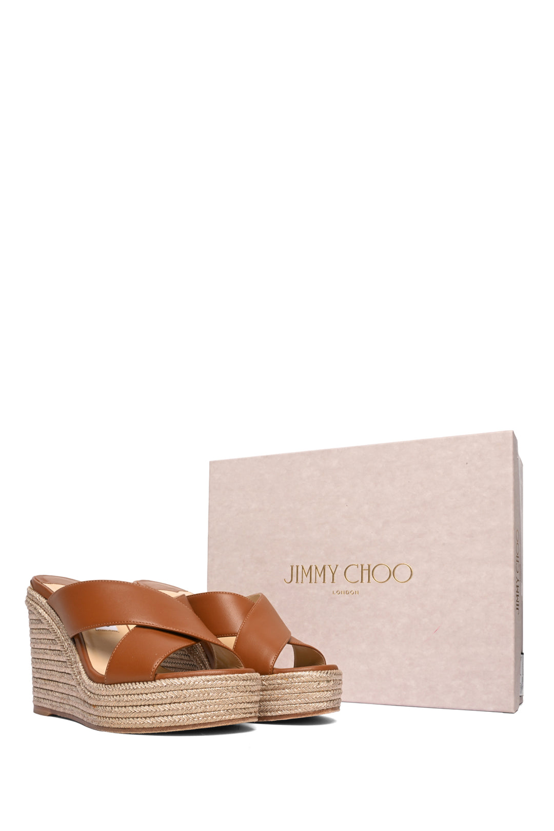Jimmy Choo Size 36.5 Dovina 100 Leather Wedge Sandals