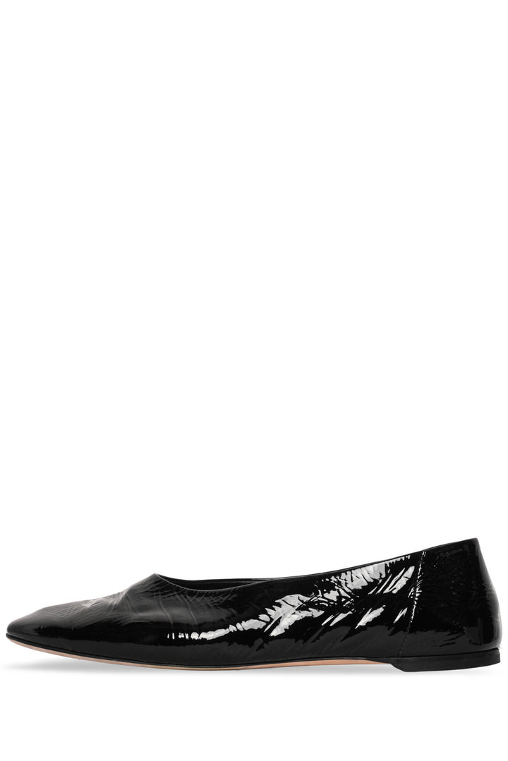 Toteme Size 39 Crinkled Patent Goatskin Slip Naplack Ballerina Flats
