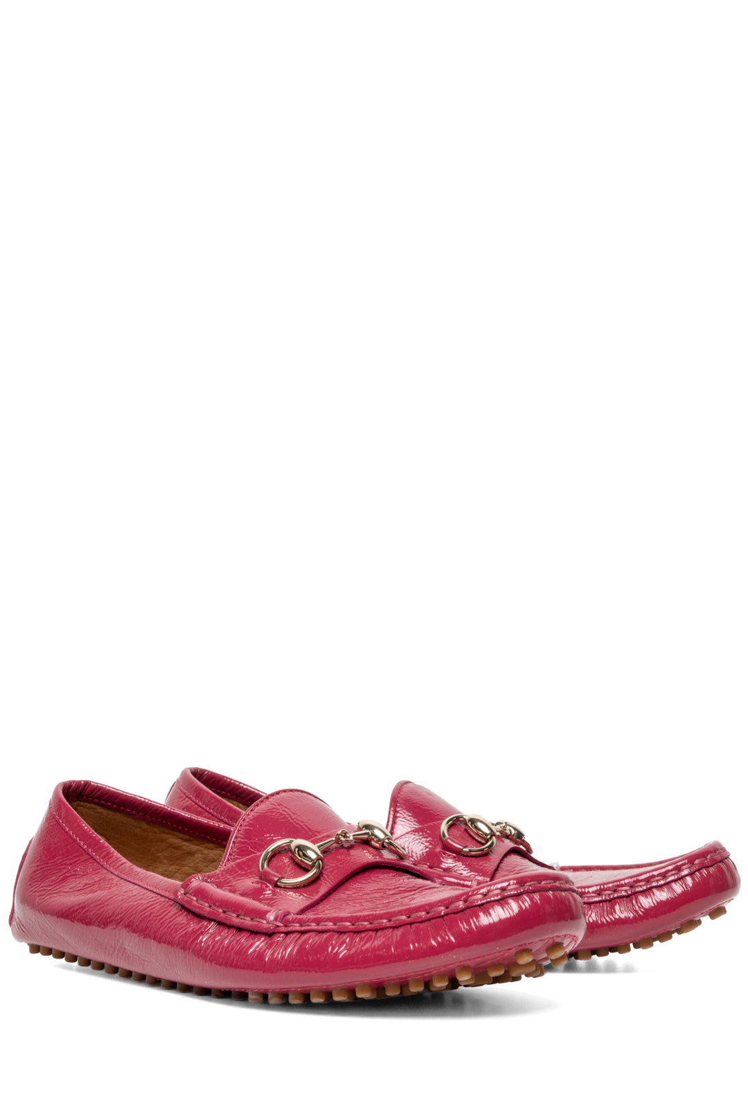 Gucci Size 37.5 Glossy Horsebit Driving Loafers