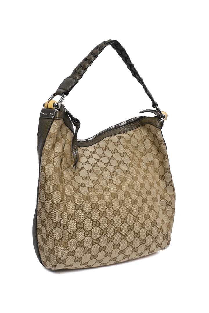 Gucci GG Canvas Bamboo Bar Hobo Bag