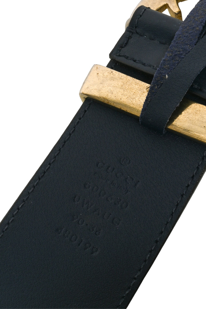 Gucci Size 36 Crystal Embellished Marmont Interlocking G Leather Belt