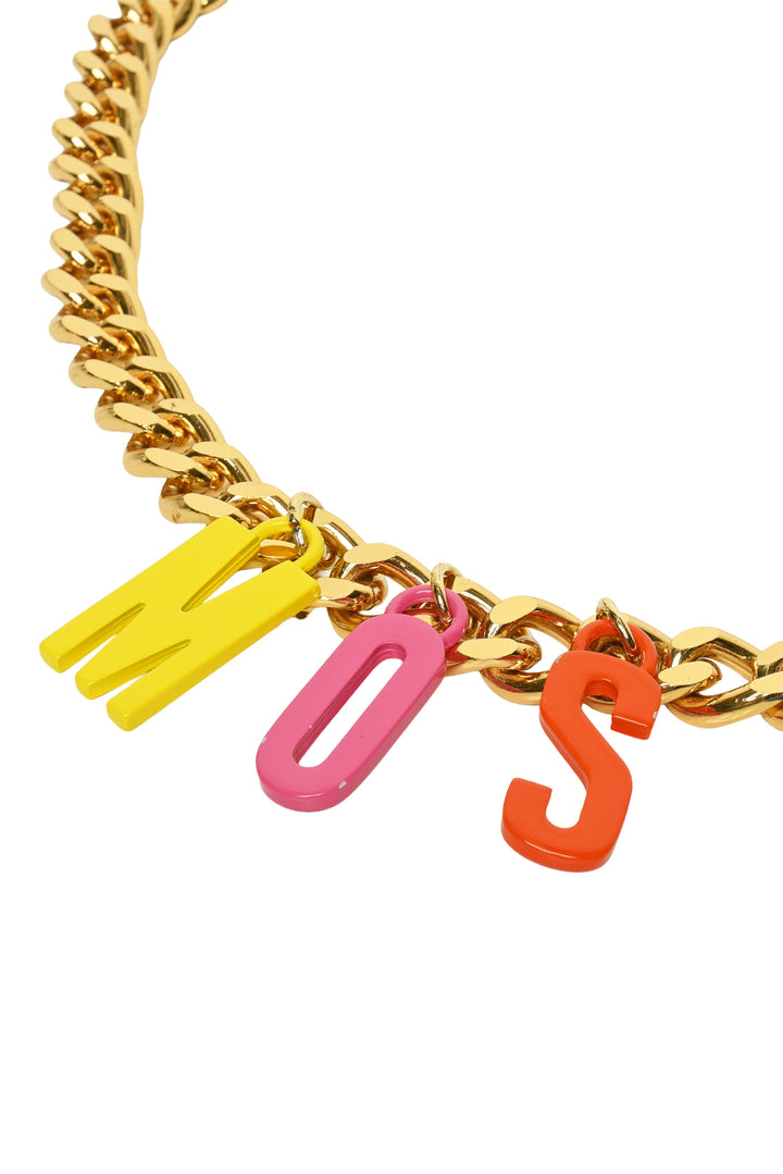 Moschino Size OS Logo Enamel Chain Belt