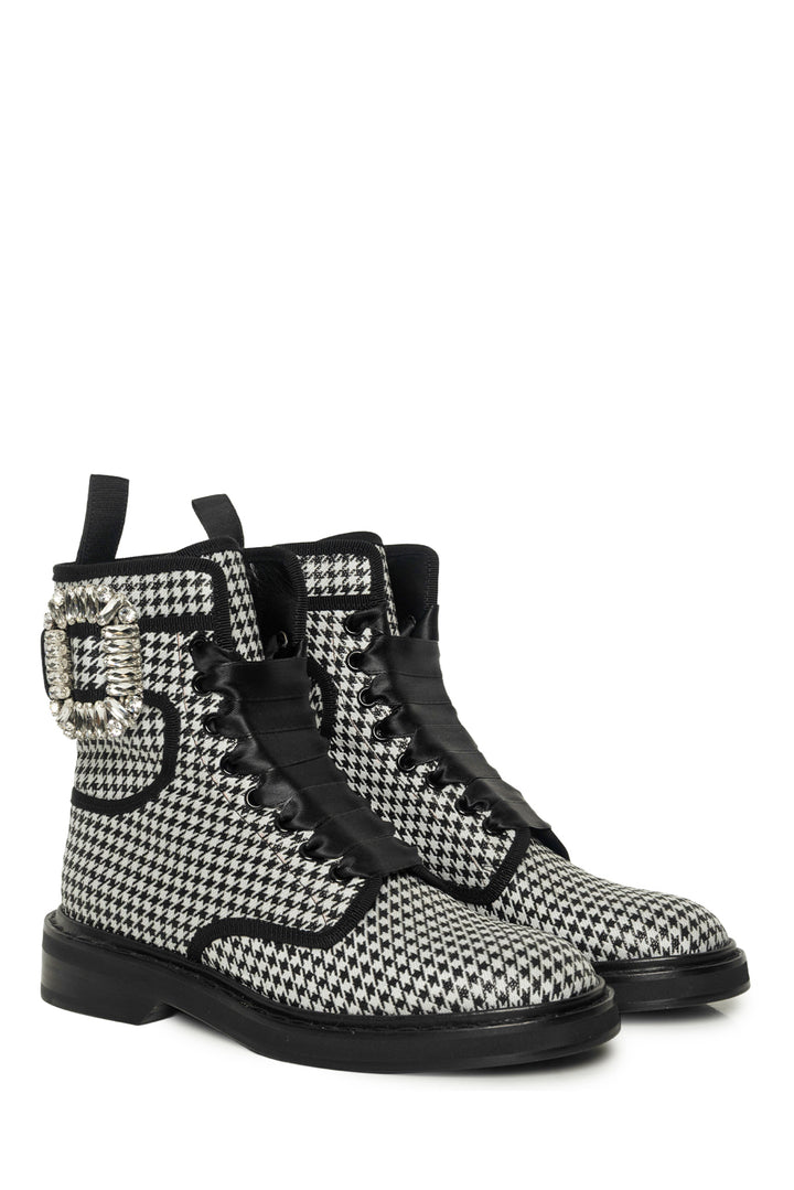 Roger Vivier Size 35 Viv Ranger Houndstooth Ankle Boots