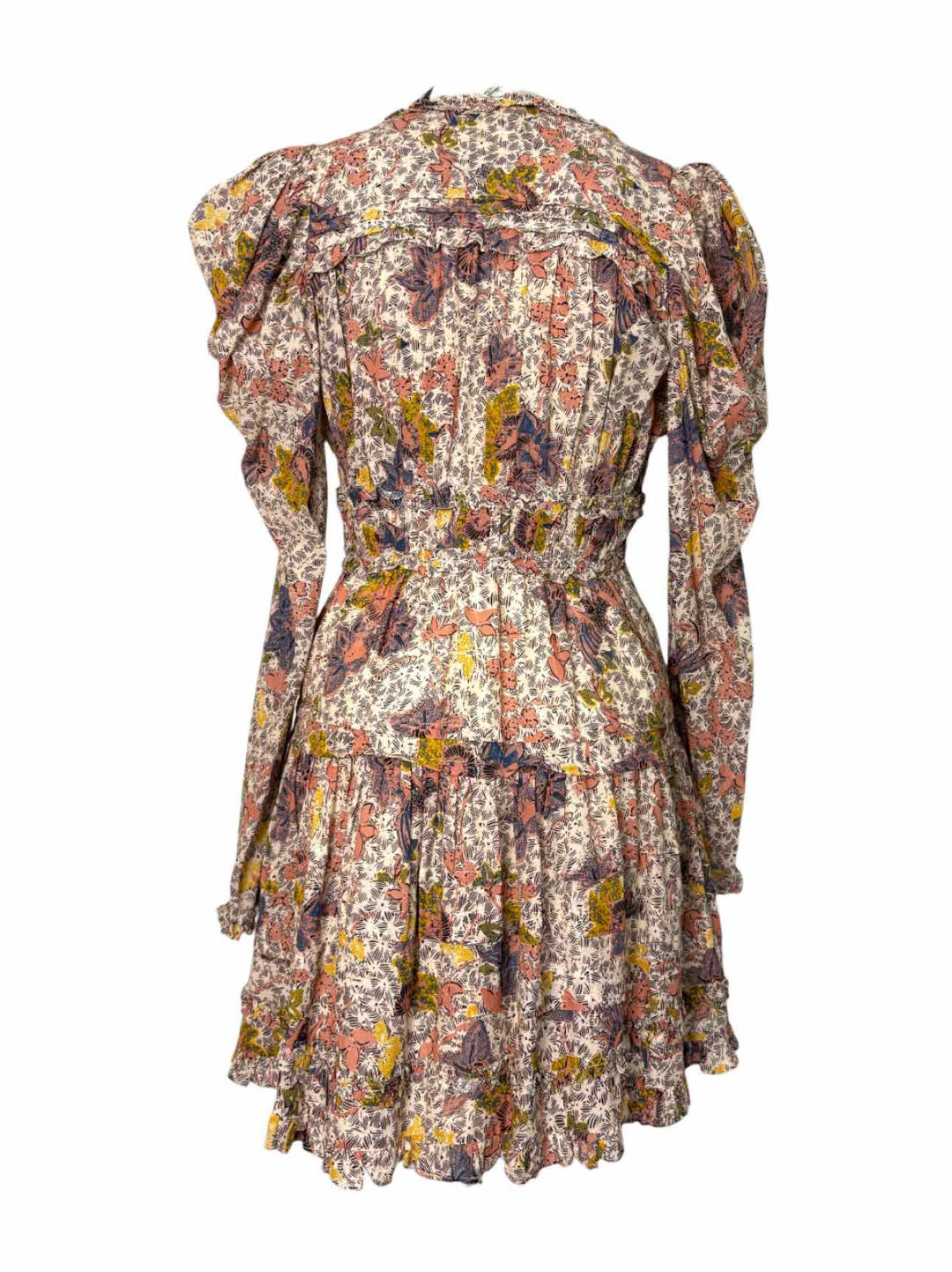Ulla Johnson Size 6 Floral Ruffle Cotton Blend Dress