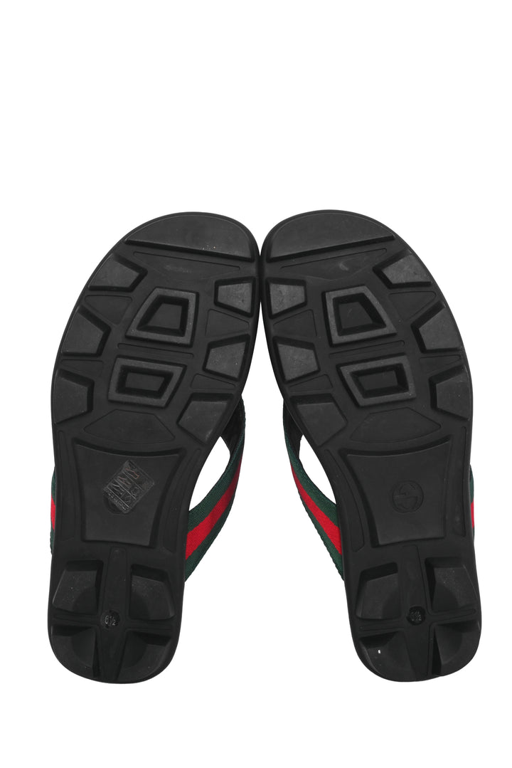 Gucci Size 8.5 Web Cleat Sole Thong Sandals