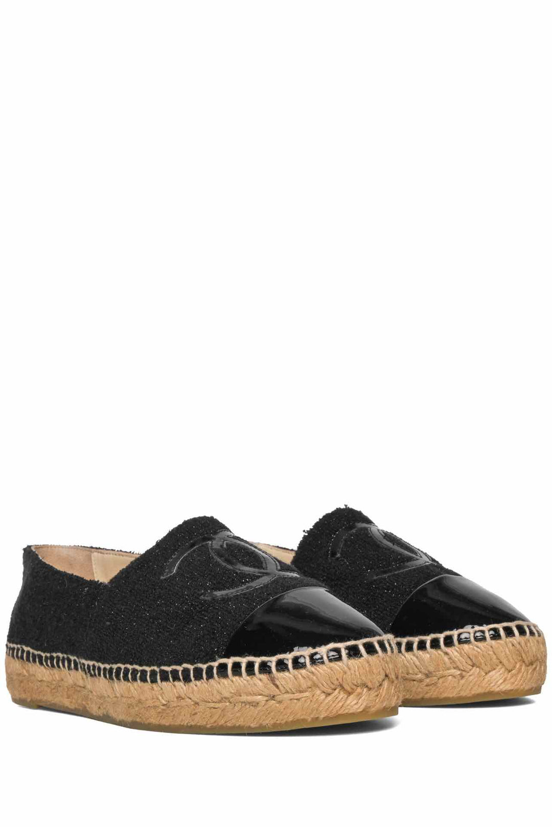 Chanel Size 36 Tweed Lambskin Patent CC Espadrilles