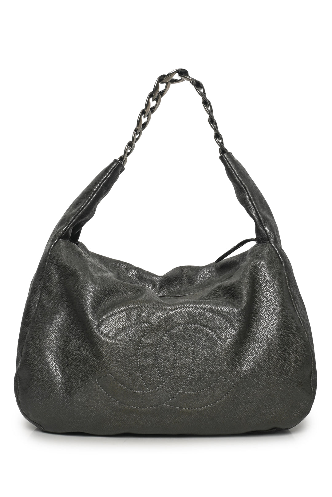 Chanel 2009-2010 Pewter Glazed Caviar Leather 31 Hobo