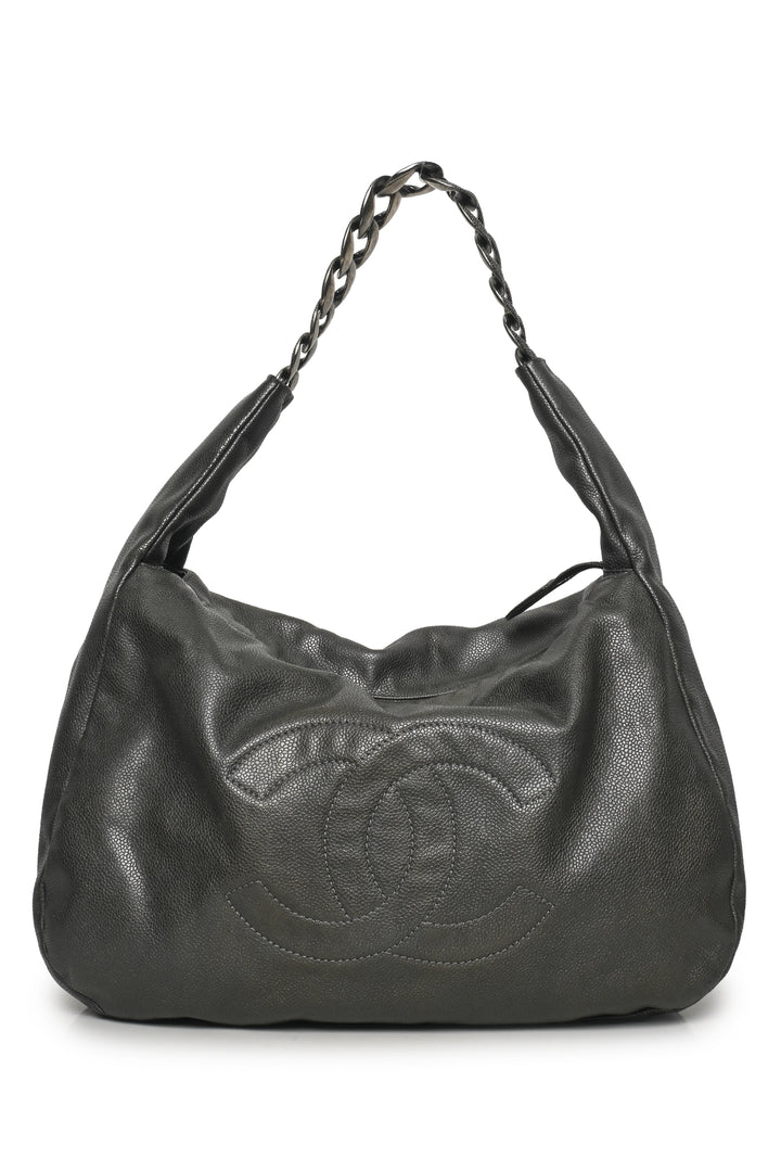 Chanel 2009-2010 Pewter Glazed Caviar Leather 31 Hobo