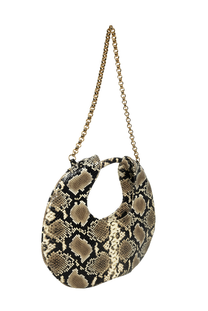 BY FAR Lune Snake Effect Leather Shoulder Bag