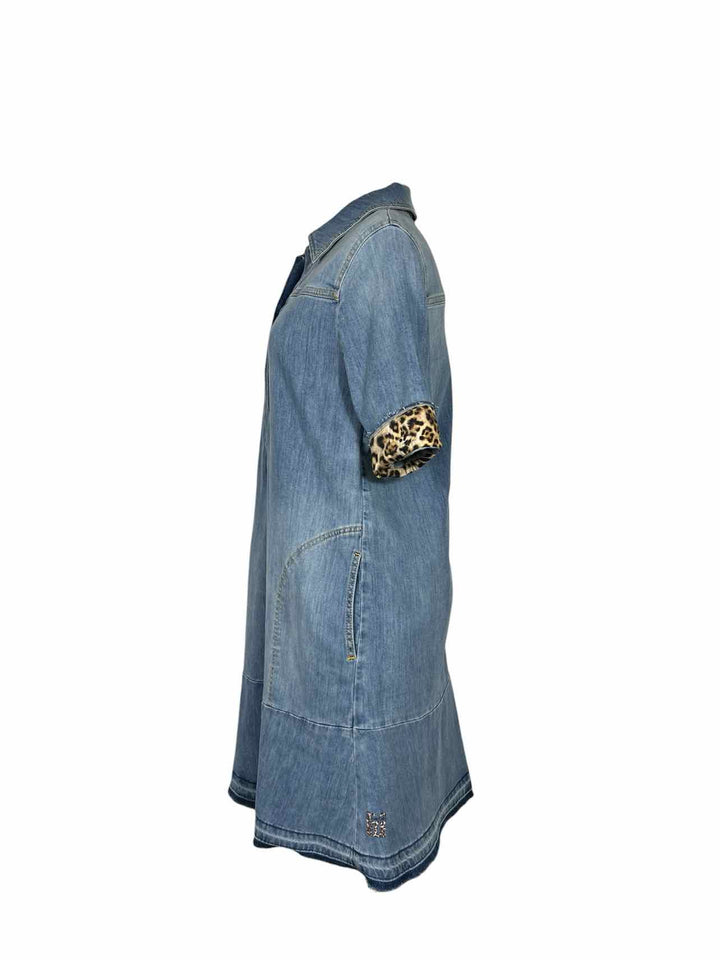 Marccain Sports Size 1 Denim & Leopard Accent Dress