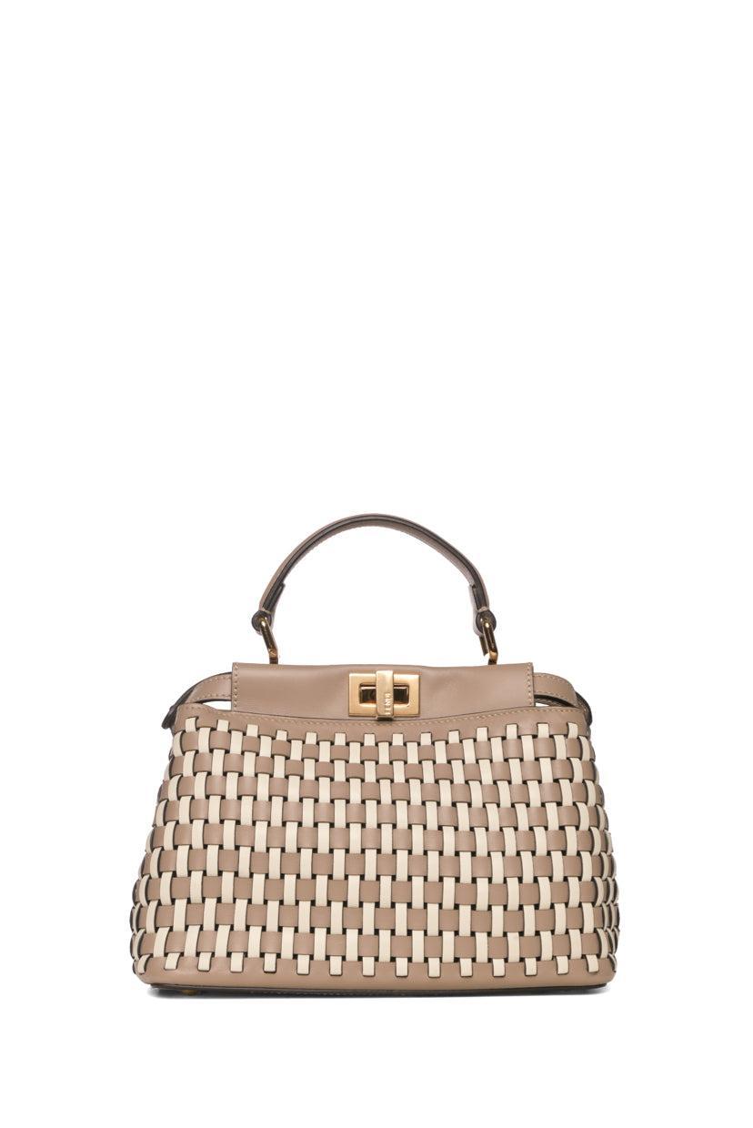 Fendi Mini Peekaboo Woven Top Handle Bag