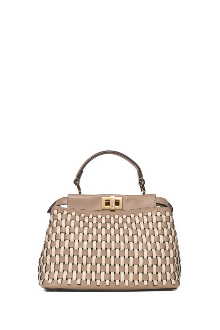 Fendi Mini Peekaboo Woven Top Handle Bag