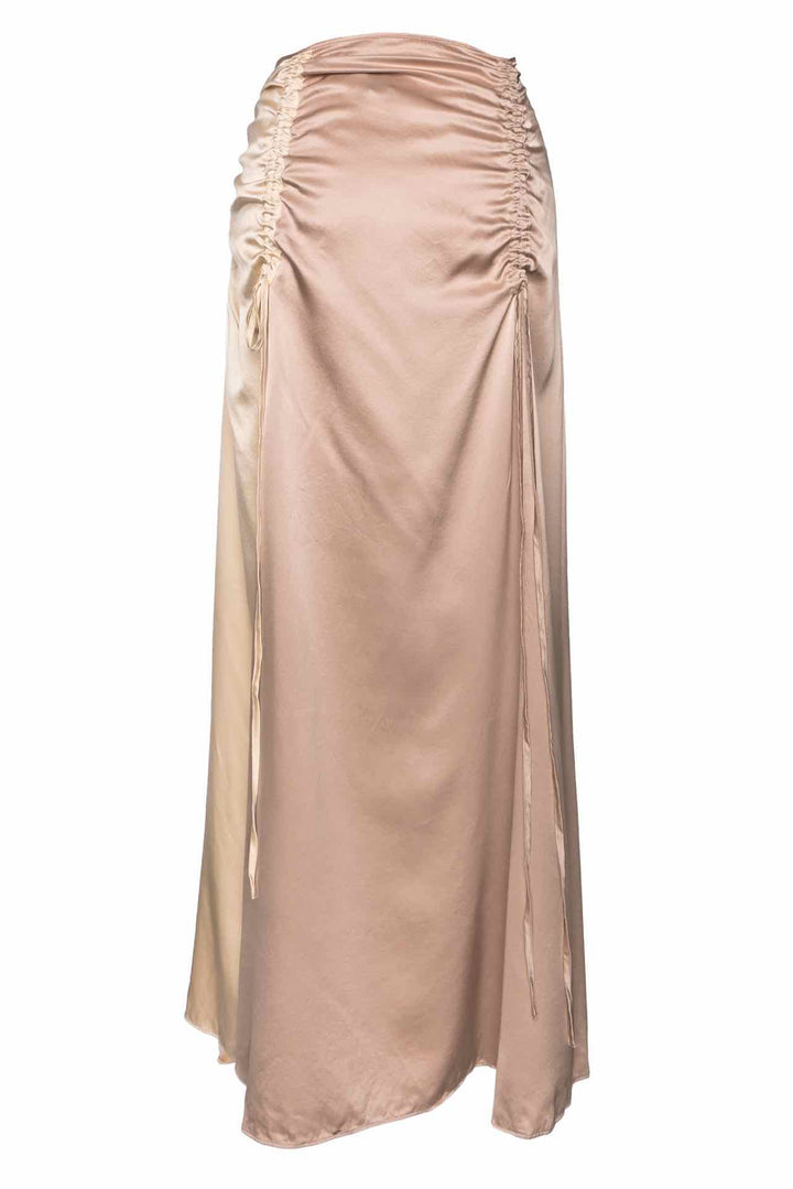 Lee Mathews Size 3 Two-Tone Drawstring Gathered Silk Maxi Skirt