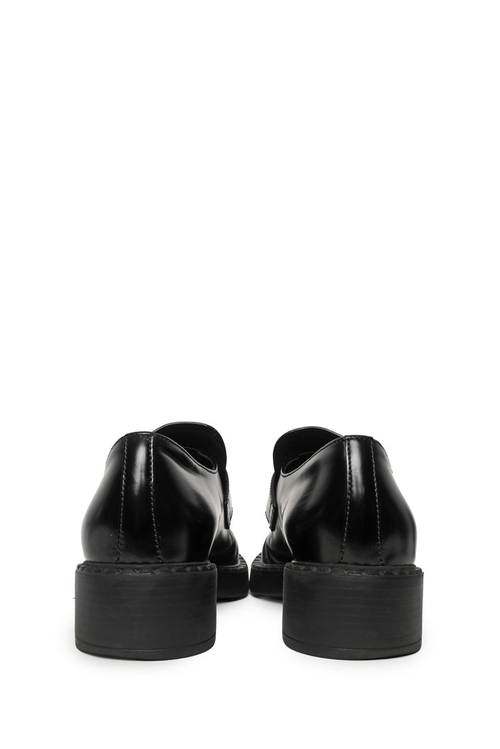 Prada Size 38 Chocolate Brushed Leather Loafers