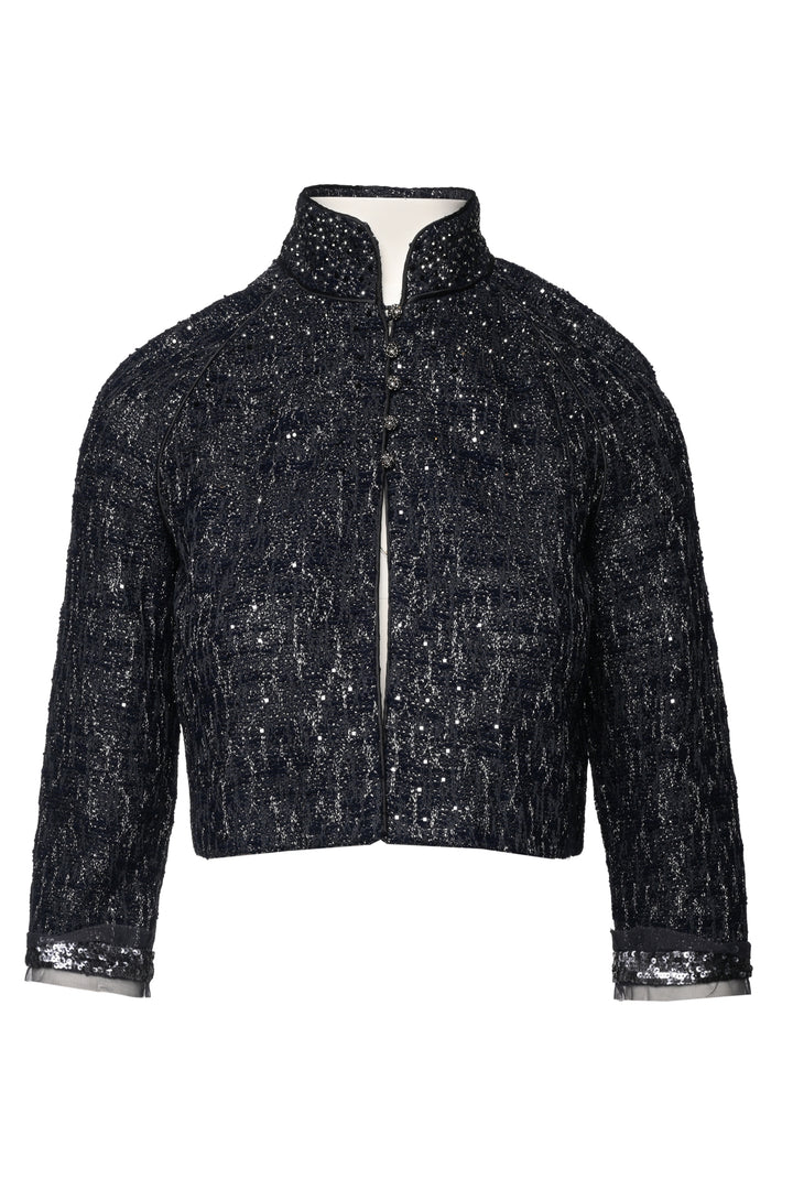 St. John Evening Size 4 Cropped Embellished Button-Up Cardigan
