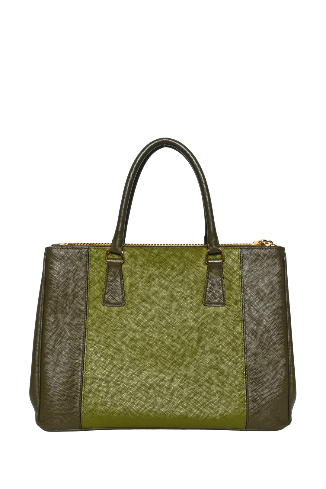 Prada Two Tone Double Zip Lux Saffiano Medium Tote