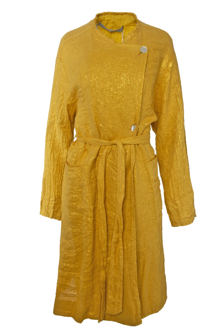 Raquel Allegra Size M Linen-Blend Cropped Trench Coat