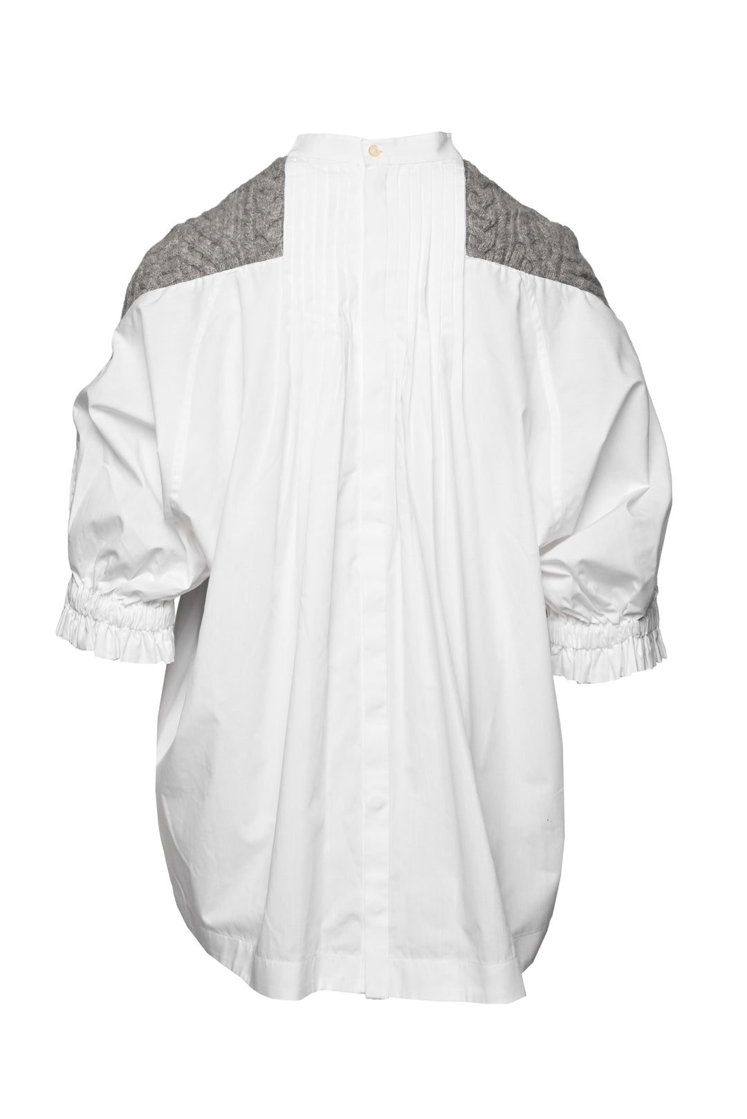 Sacai Size 2 Cable Knit Mixed Media Blouse