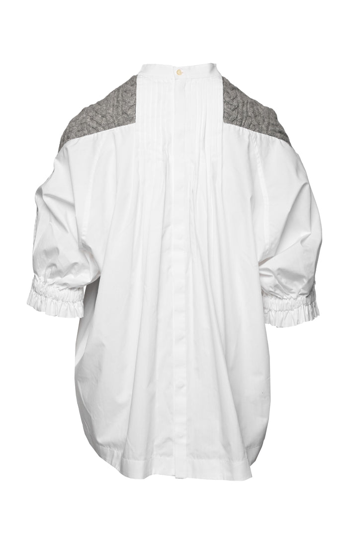 Sacai Size 2 Cable Knit Mixed Media Blouse