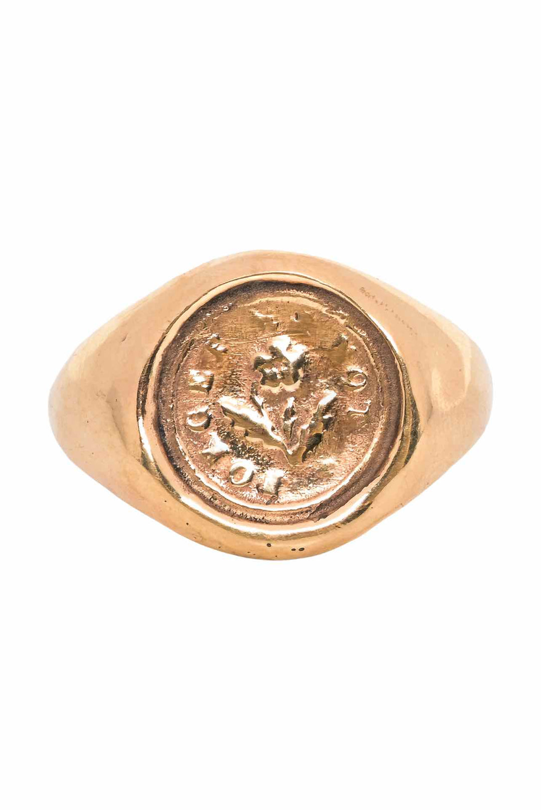 14K Yellow Gold 'Forget Me Not' Signet Size 6.5 Ring