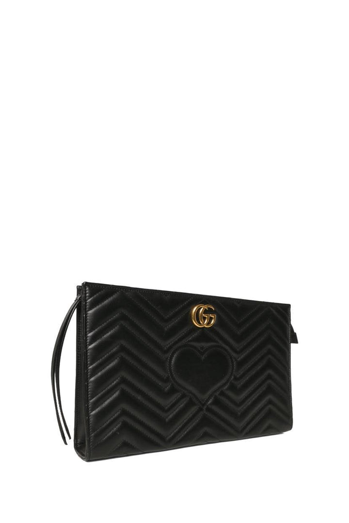 Gucci Matelasse Chevron Heart GG Marmont Clutch