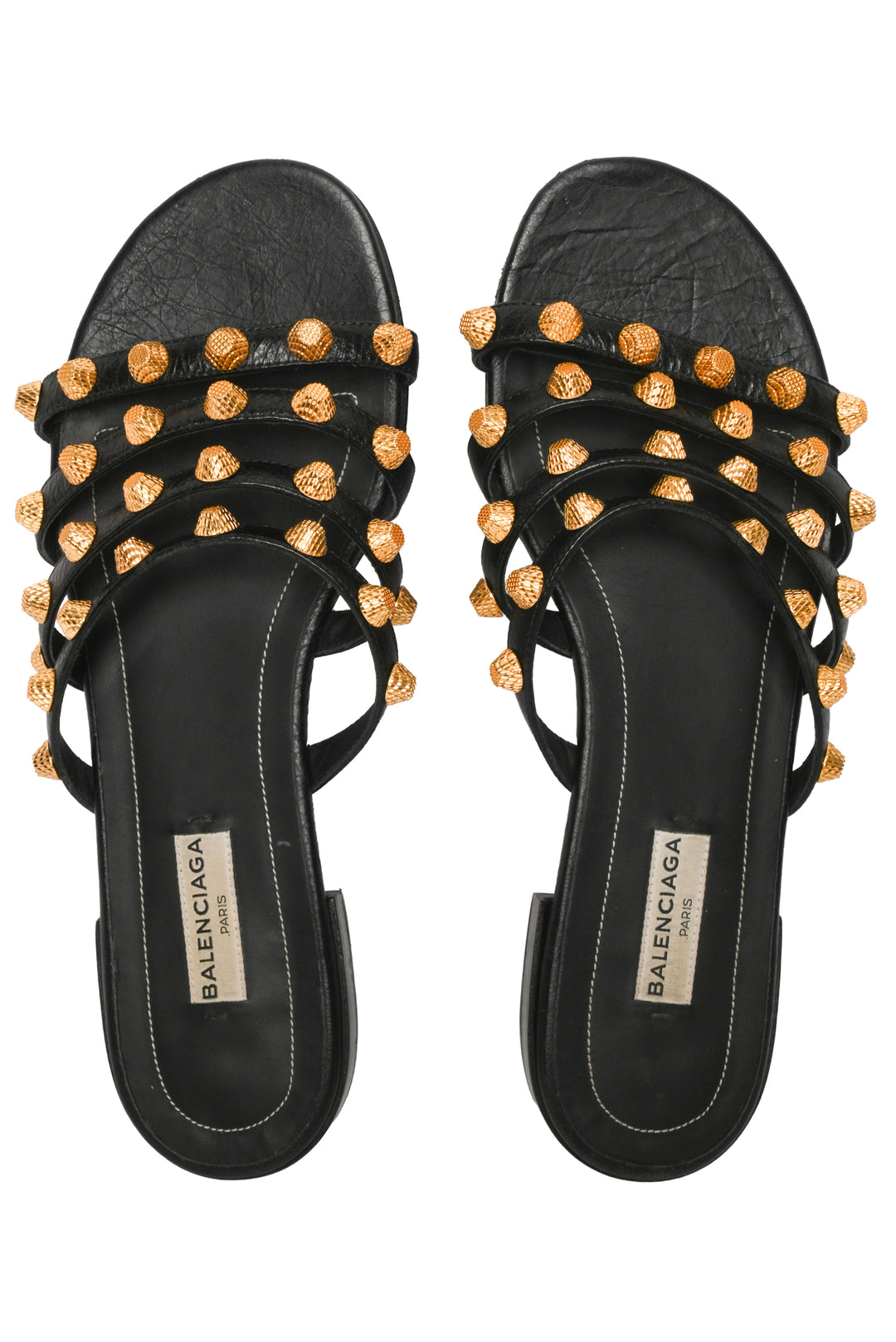 Balenciaga Size 36 Arena Studded Agneau Leather Slide Sandals