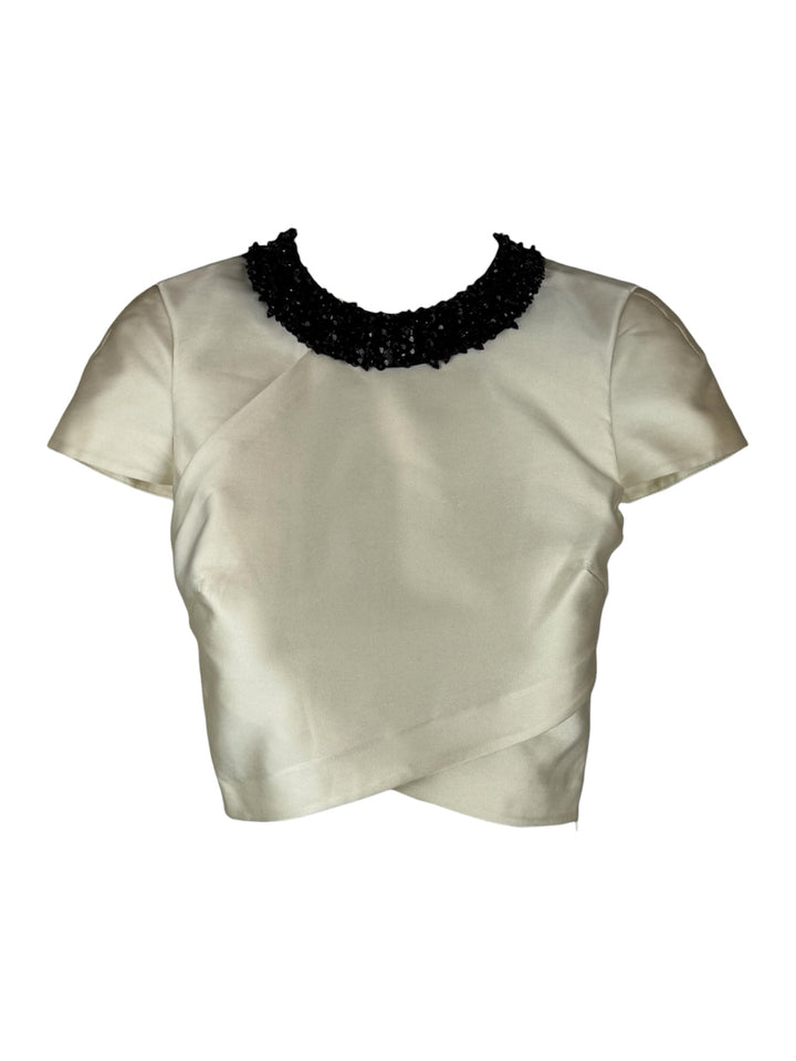 3.1 Phillip Lim Size 2 Embellished Collar Crop Wrap Top
