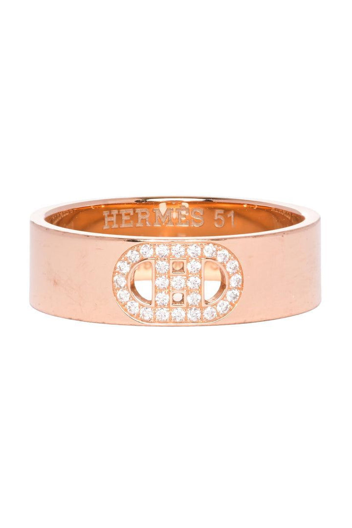 Hermes Size 6.5 18K Rose Gold H D'Ancre Ring