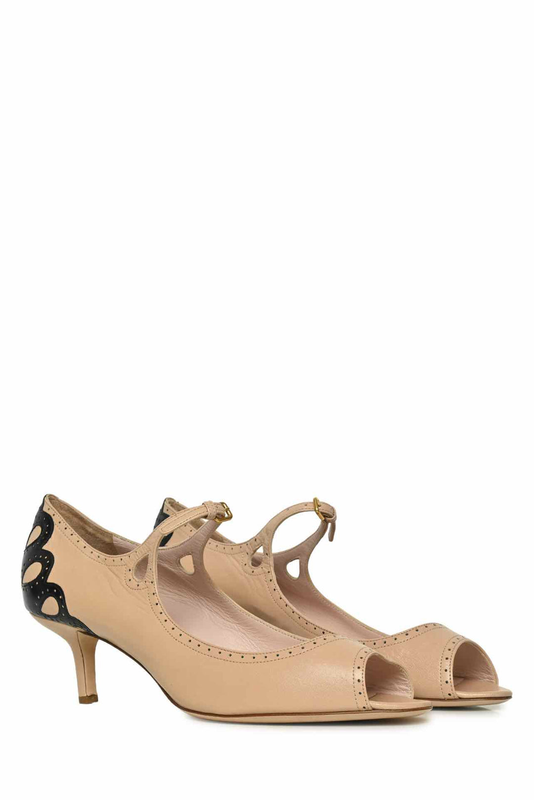 Miu Miu Size 41 Broque Open Toe Pumps