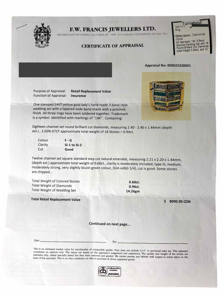 Size 6 14K Diamond and Emerald 14K  Ring