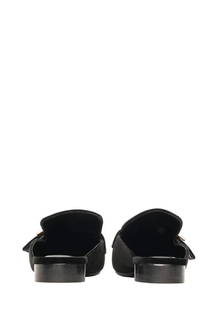 Hermes Size 37.5 Velvet Goatskin Crystal Beauty Mules