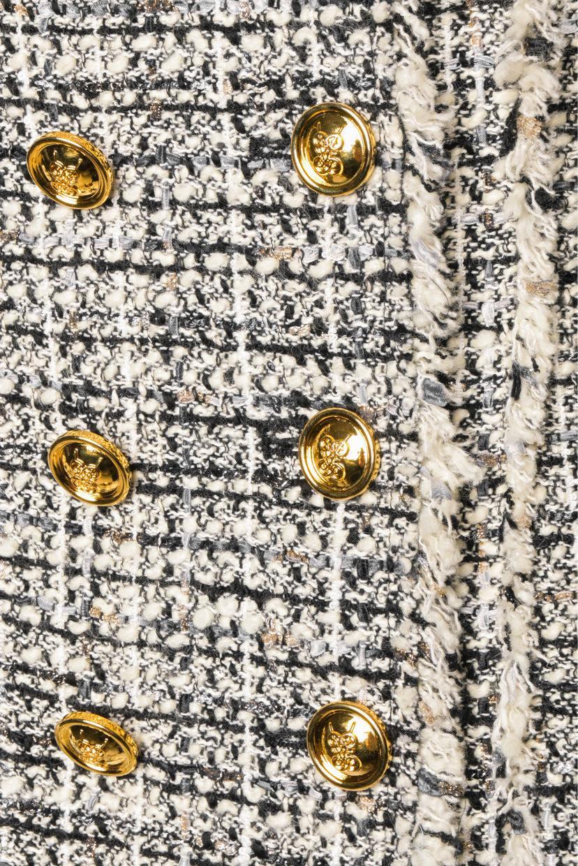 Giambattista Valli Size 42 Double Breasted Tweed Blazer