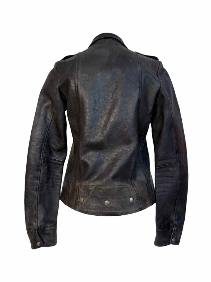 Golden Goose Size L Distressed Leather Moto Jacket