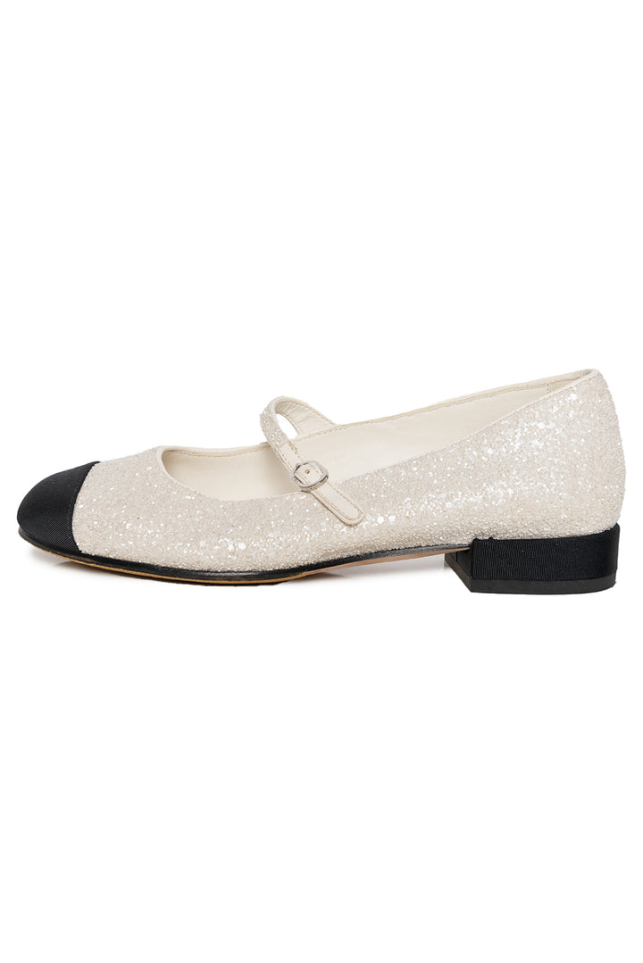 Chanel Size 36 Glitter Mary Jane Flats