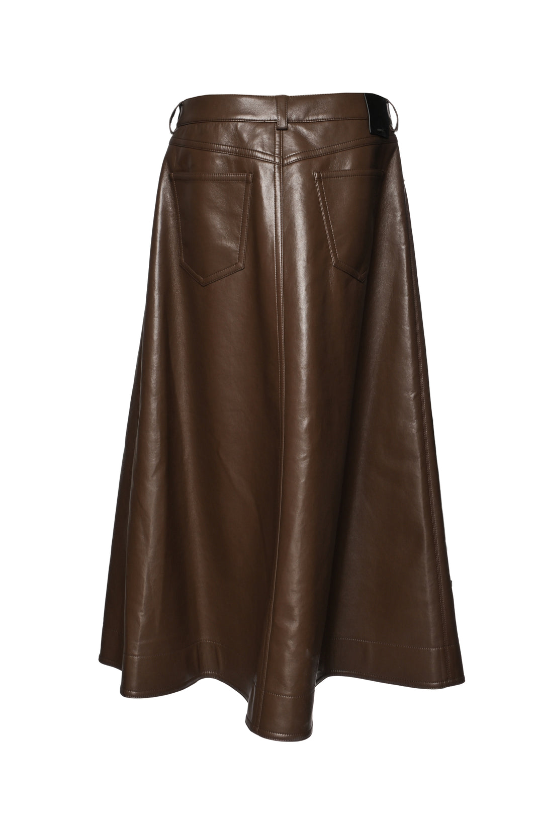 Nanushka Size L Cintia Faux Leather A-Line Midi Skirt