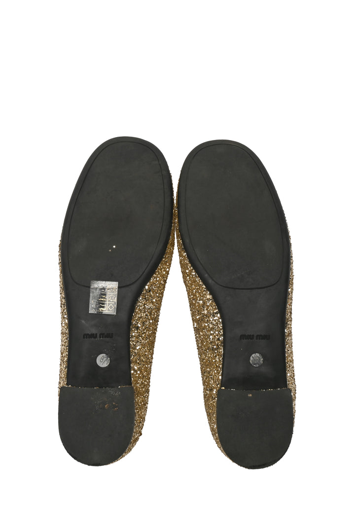 Miu Miu Size 37.5 Glittered Mary Jane Flats