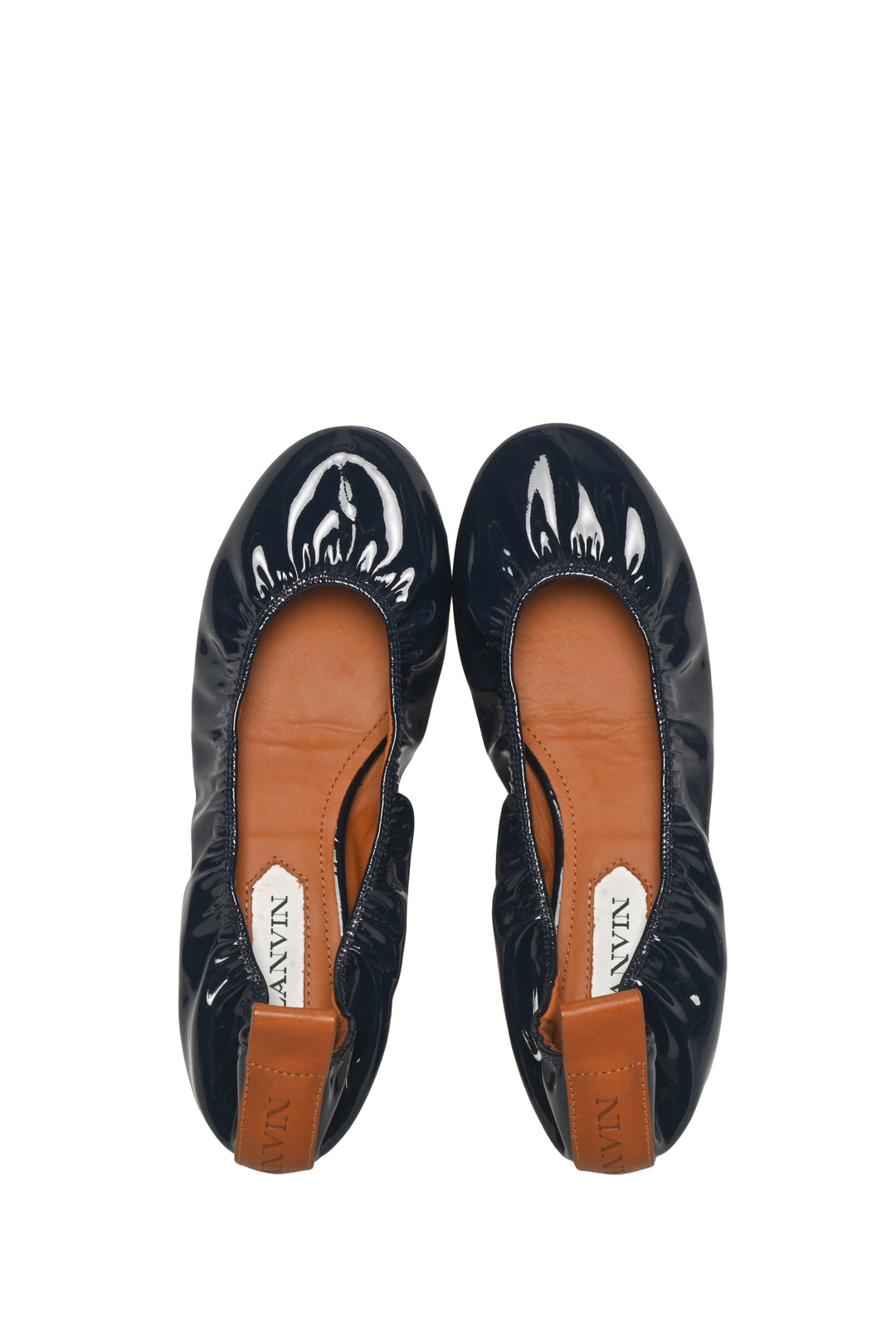 Lanvin Size 36 Patent Ruched Ballerina Flats