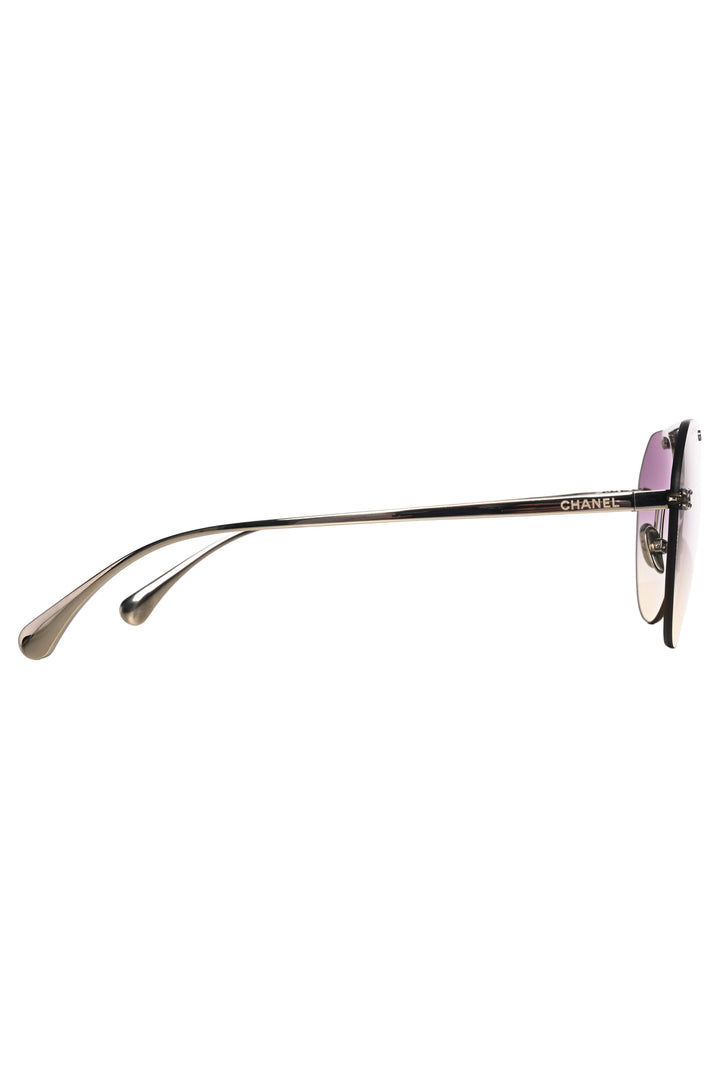 Chanel Titanium CC Pilot Aviator Sunglasses