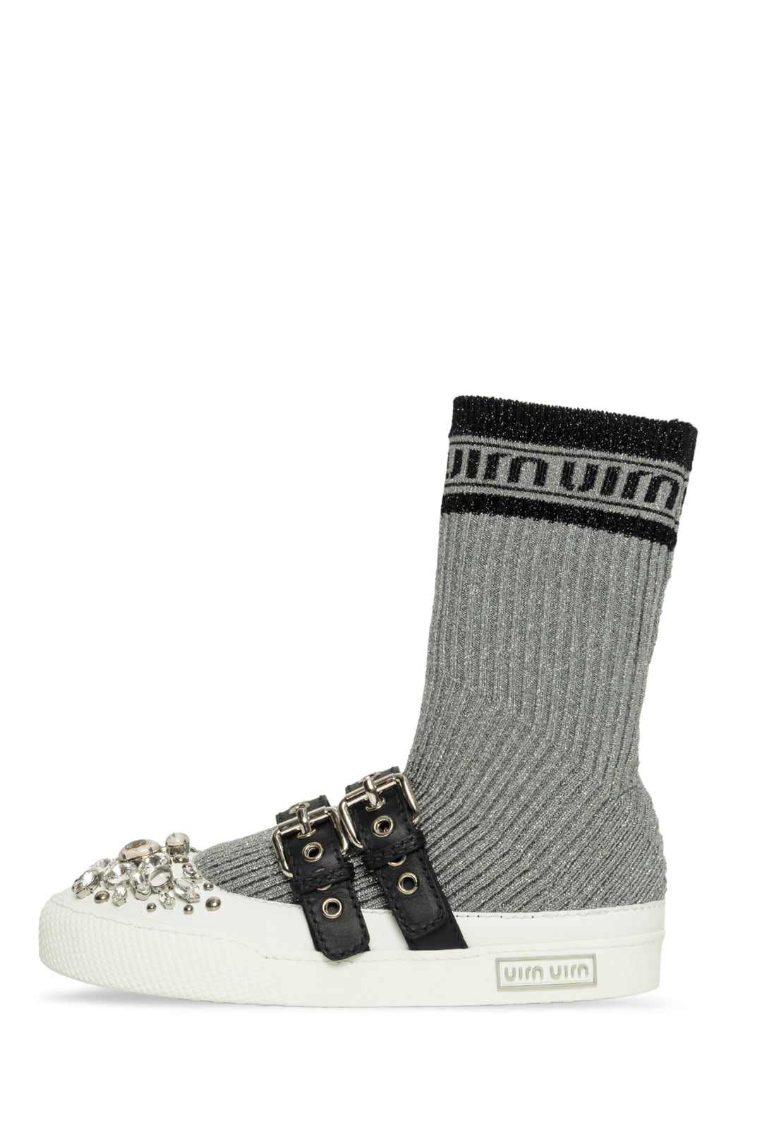 Miu Miu Size 35 Fabric & Crystal Sock Sneaker