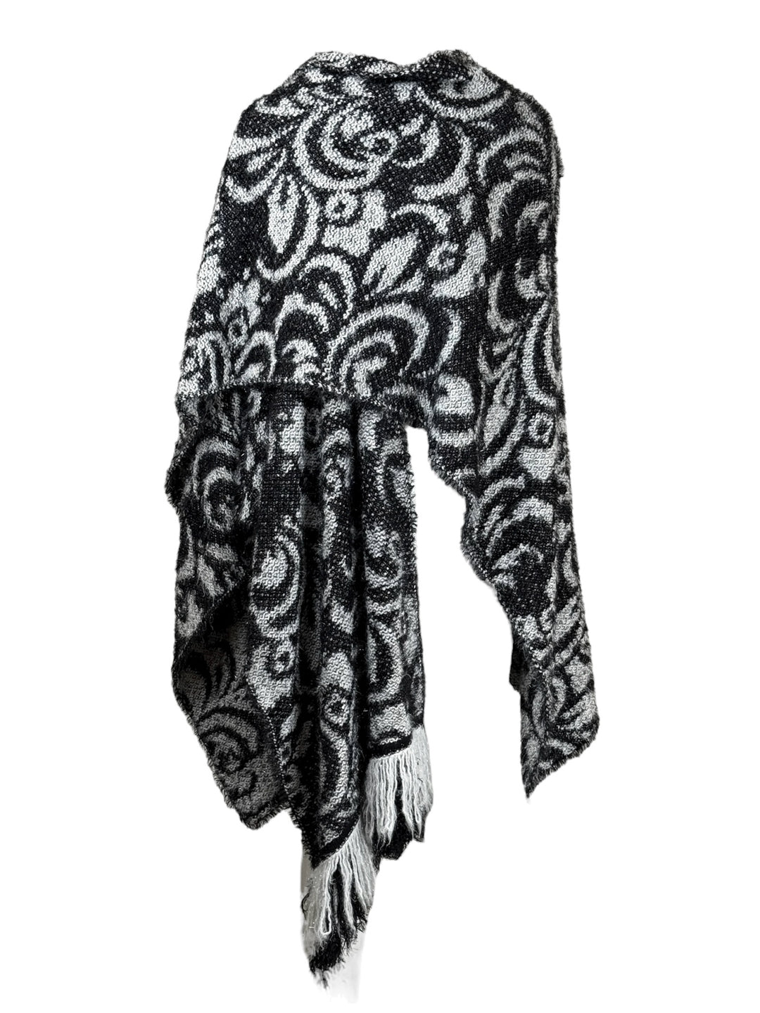St. John Fringe & Print Knit Shawl