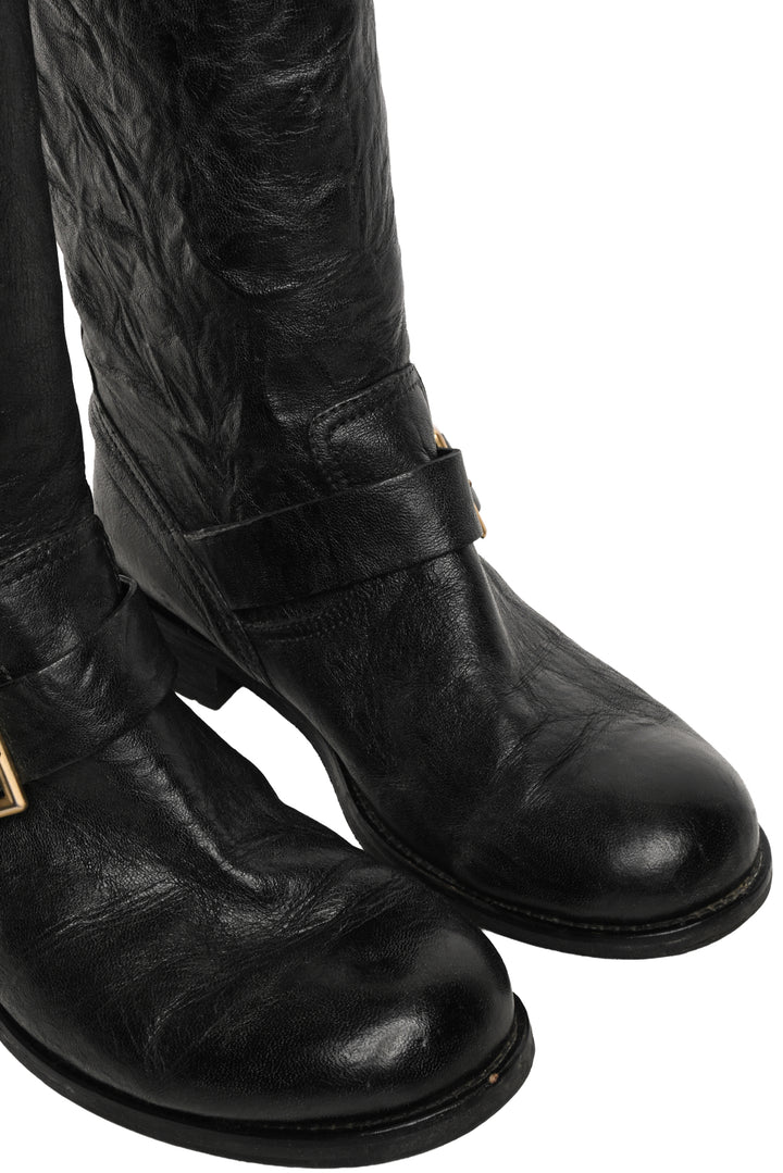 Jimmy Choo Size 38 Shearling Lined Biker Ankle Boots
