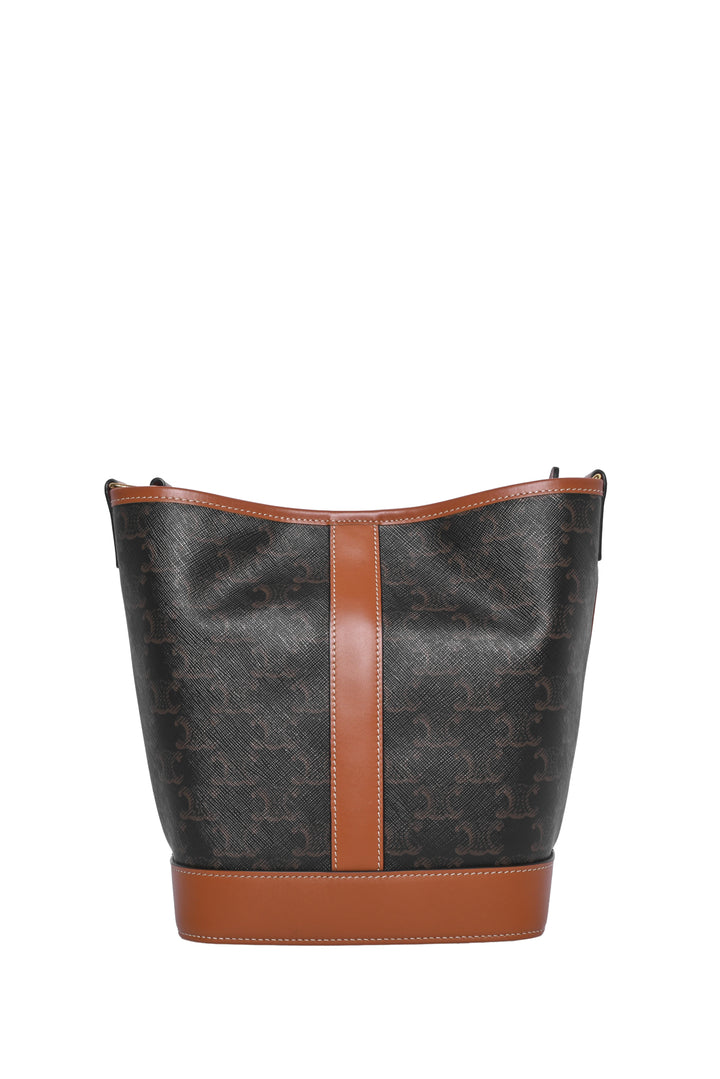 Celine Triomphe Canvas & Calfskin Small Bucket Bag
