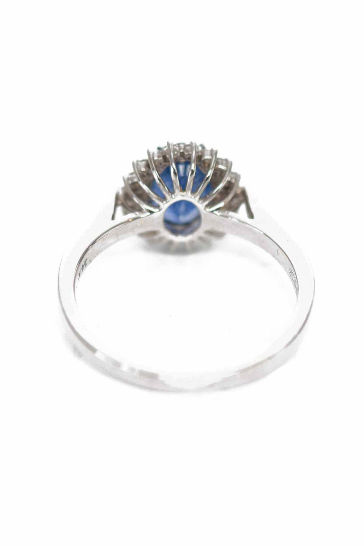 Size 6 14K White Gold, Sapphire and Diamond Ring