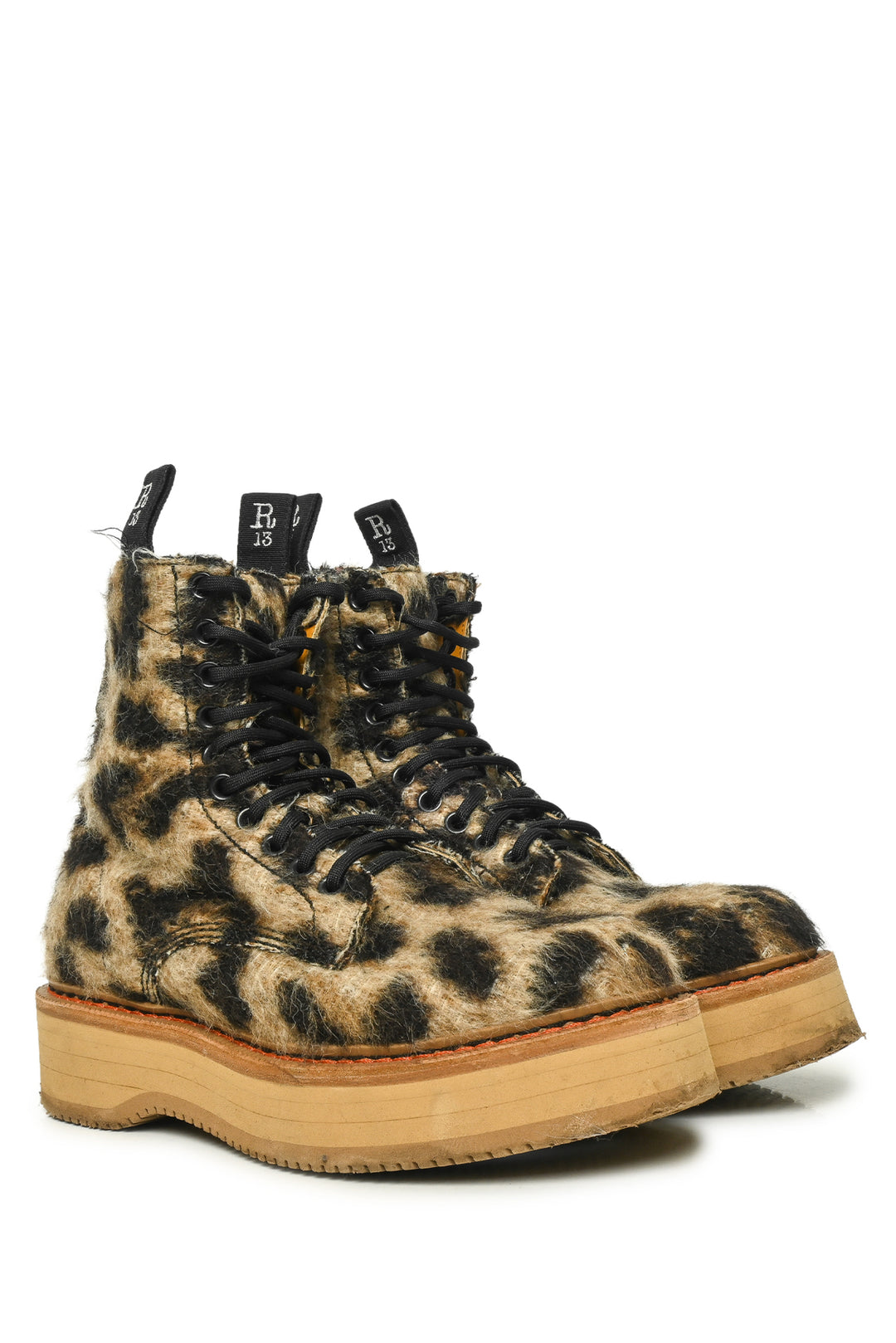 R13 Size 39 Single Stack Leopard Platform Boots