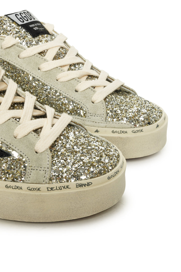 Golden Goose Size 35 Hi Star Glitter & Suede Sneaker