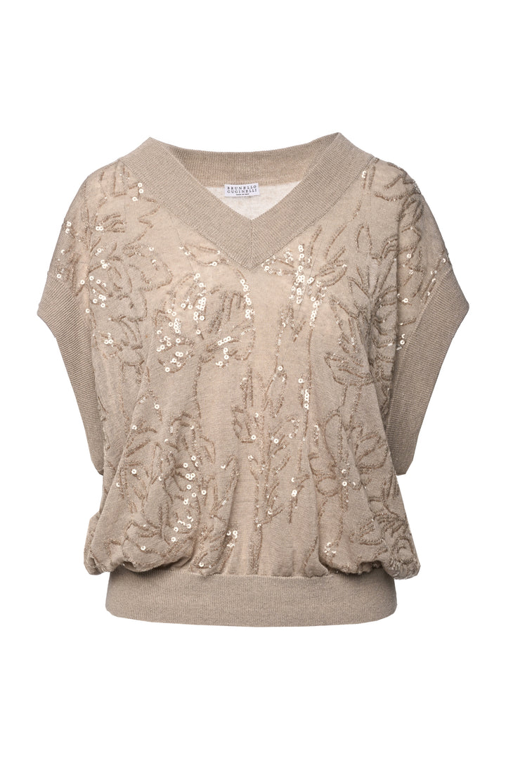 Brunello Cucinelli Size L Dazzling Sleeveless Sweater