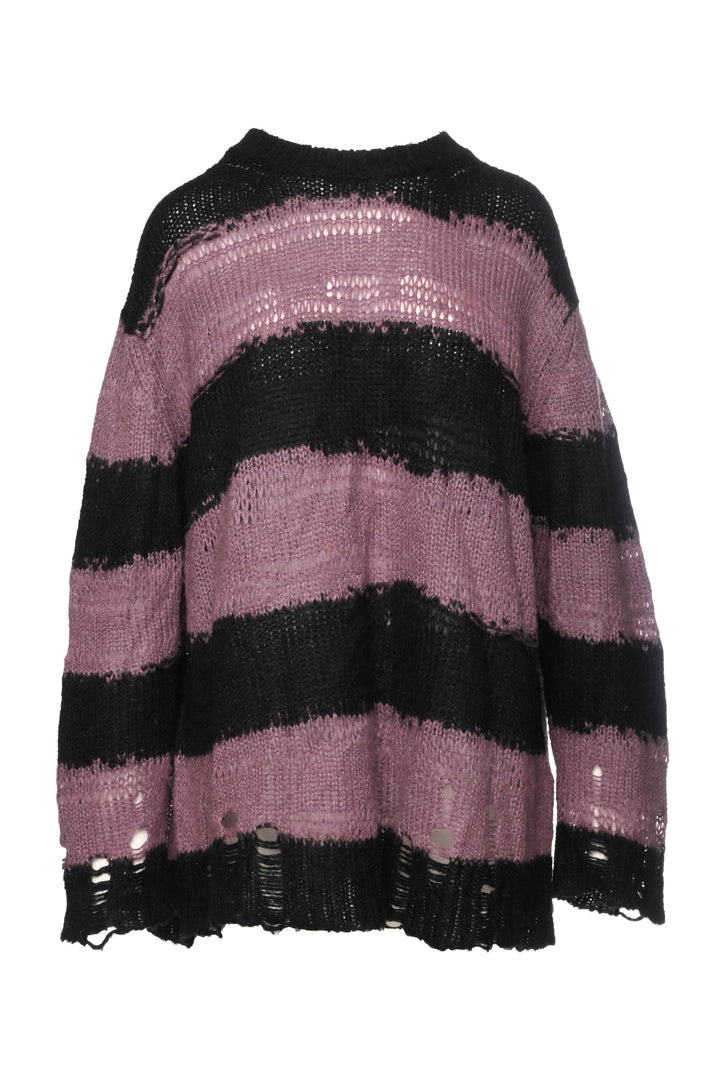 Acne Studios Size L Mohair Blend Striped Distressed Sweater