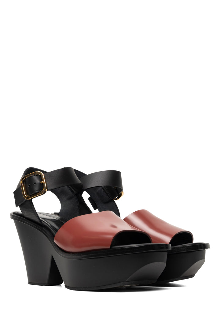 Marni Size 39 Leather Anatomic Platform Wedge Sandals