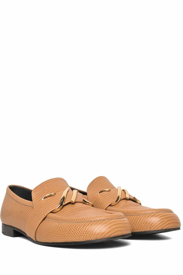 Proenza Schouler Size 39 Lizard Print Embossed Leather Loafers