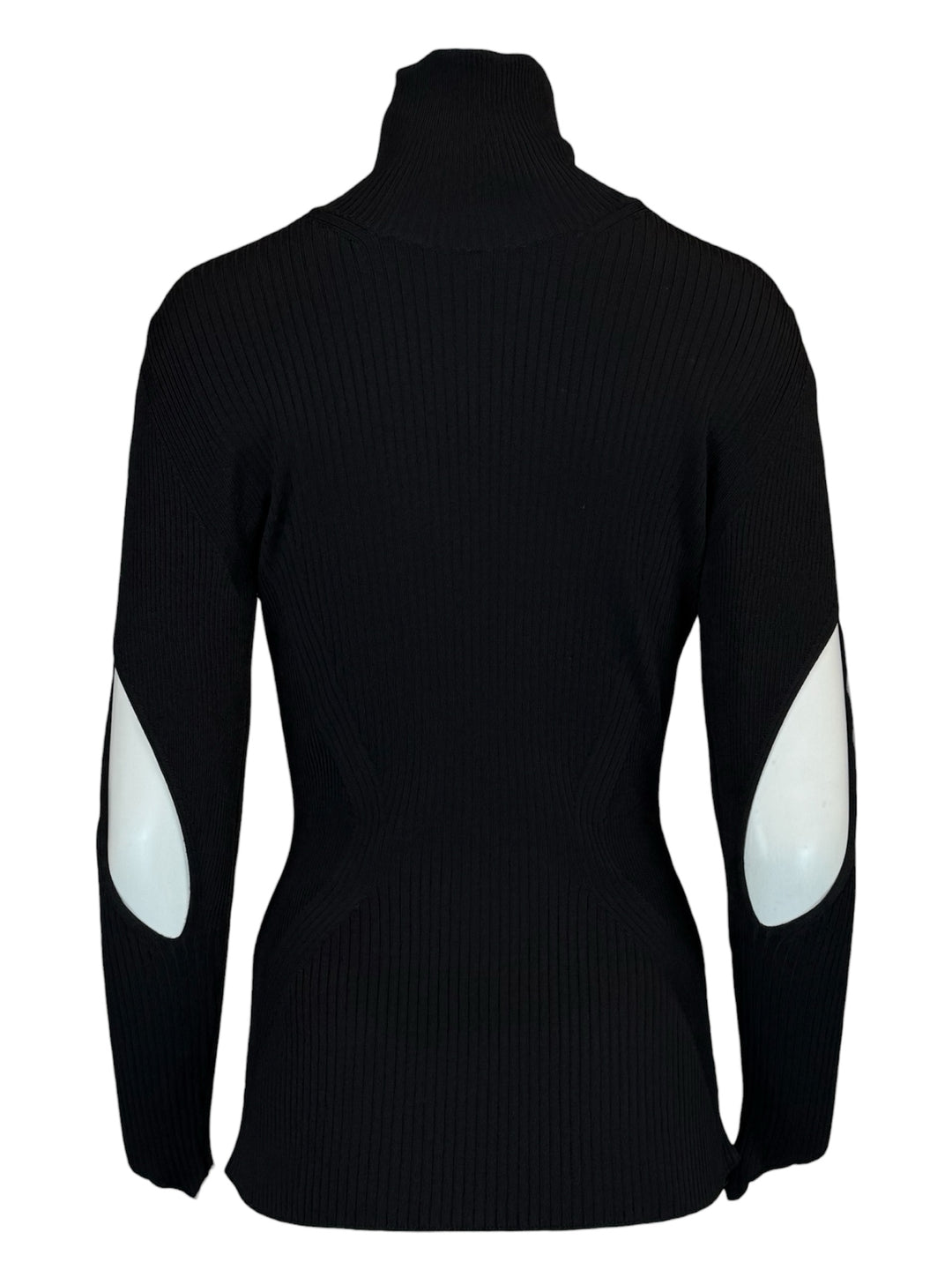 Mugler Size XL Turtleneck Ribbed Knit Sleeve Cutout Tops